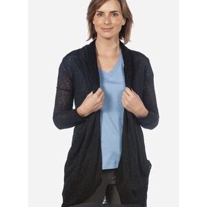 SCOTTeVEST Lucille Cardigan Womens  Sz Large Black Sheer Pockets Travel NWT